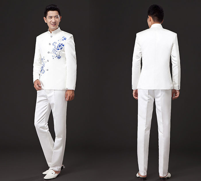 家佳樂文學(xué)刺繡立領(lǐng)中山裝