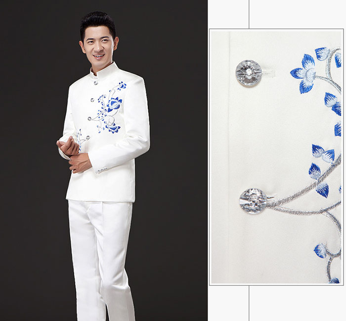 家佳樂文學(xué)刺繡立領(lǐng)中山裝