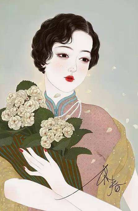獨(dú)特中國美，最美插畫，膚如凝脂珠圓玉潤民國