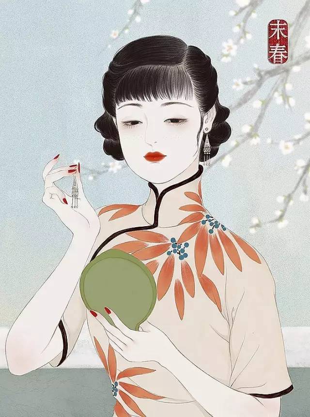 獨(dú)特中國(guó)美，最美插畫，膚如凝脂珠圓玉潤(rùn)民國(guó)