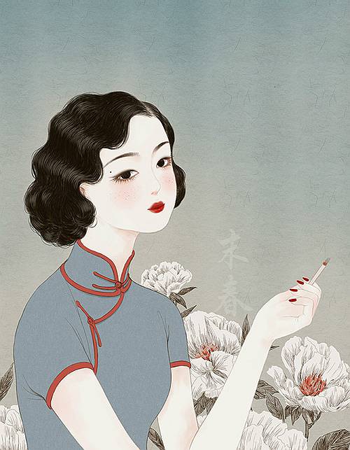 獨(dú)特中國(guó)美，最美插畫，膚如凝脂珠圓玉潤(rùn)民國(guó)