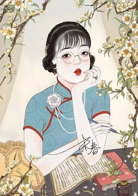 獨特中國美，最美插畫，膚如凝脂珠圓玉潤民國