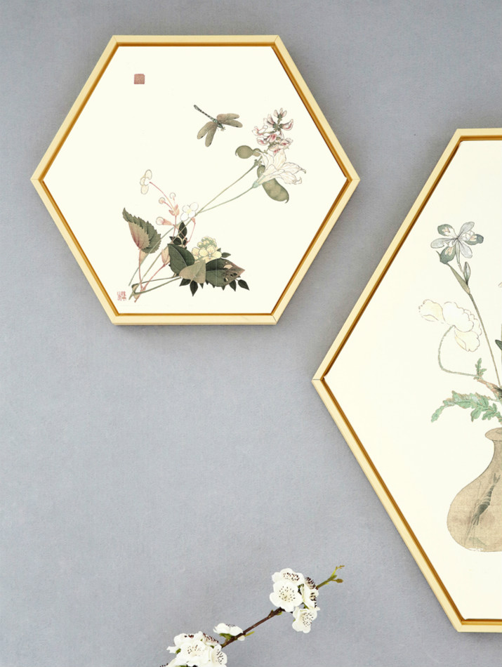 中式禪意創(chuàng)意六邊形裝飾畫