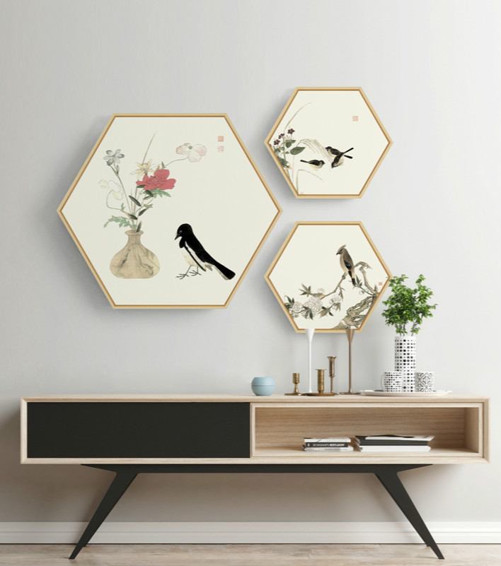 中式禪意創(chuàng)意六邊形裝飾畫(huà)