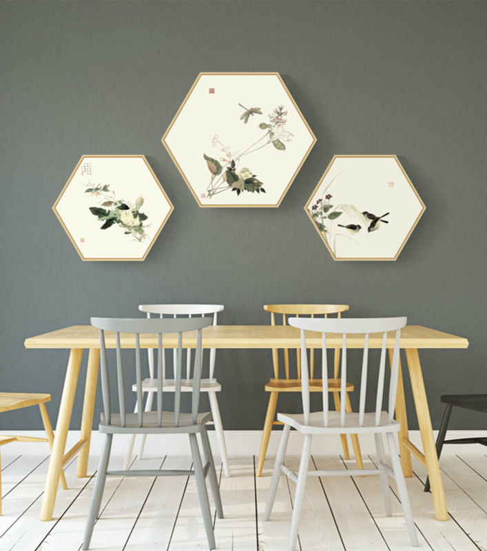 中式禪意創(chuàng)意六邊形裝飾畫(huà)