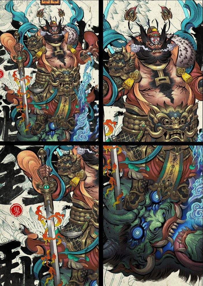 萬應(yīng)之神鐘馗鎮(zhèn)宅賜福的圣君年畫設(shè)計(jì)