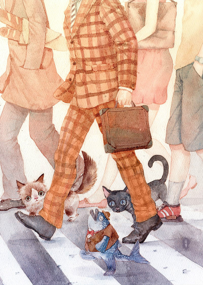 清新唯美手繪水彩插畫