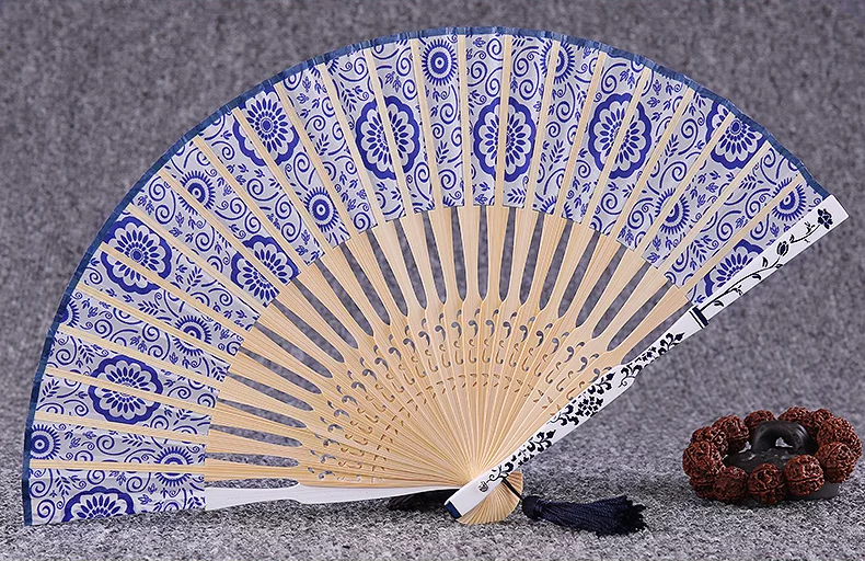 家佳樂(lè)文學(xué)青花瓷古典真絲折扇