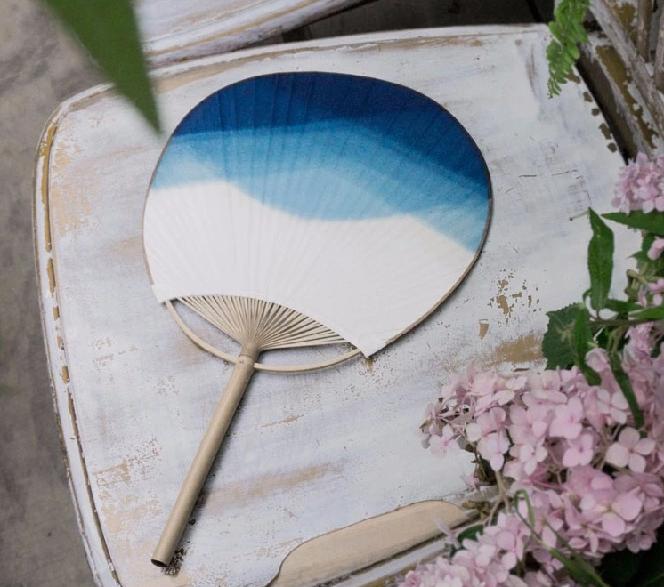 藍(lán)染家佳樂(lè)文學(xué)團(tuán)扇，古風(fēng)古典中式手工扇子