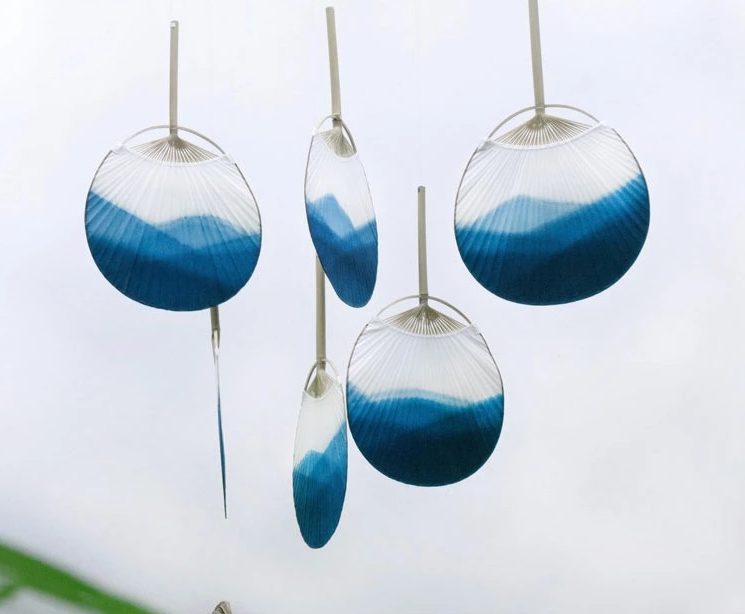 藍(lán)染家佳樂(lè)文學(xué)團(tuán)扇，古風(fēng)古典中式手工扇子