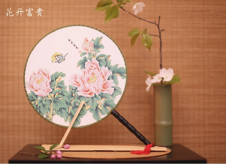 古風古畫圖案系列雙面團扇