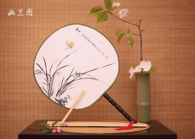 古風(fēng)古畫圖案系列雙面團(tuán)扇