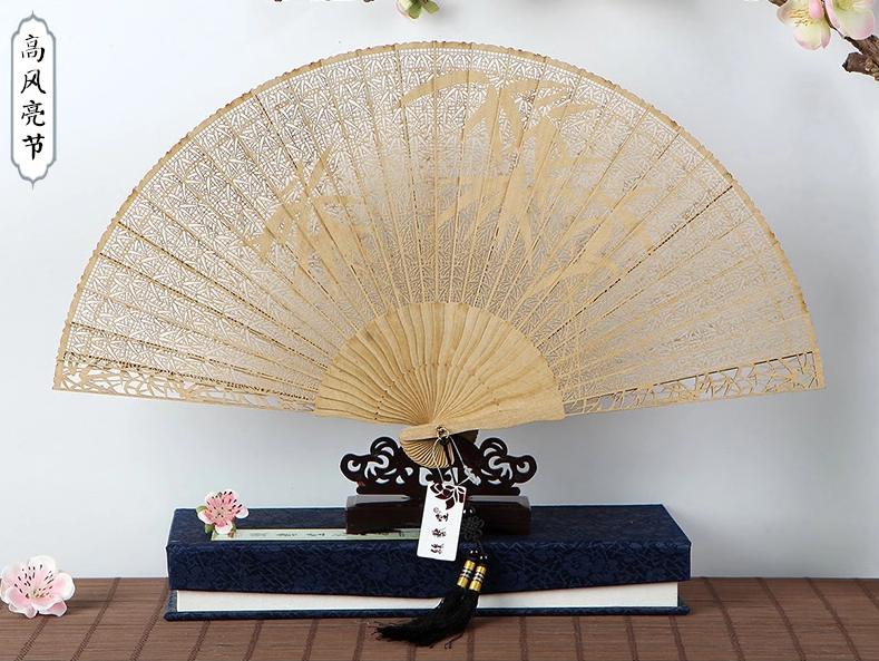 家佳樂文學(xué)鏤空雕花古風(fēng)工藝香木折扇