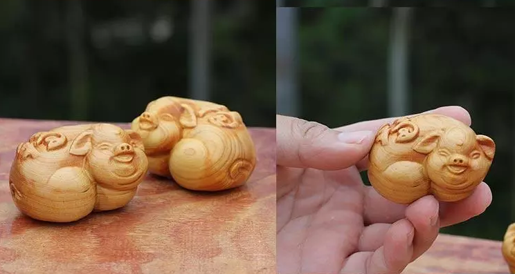一組迷你可愛(ài)的手把件木雕工藝品