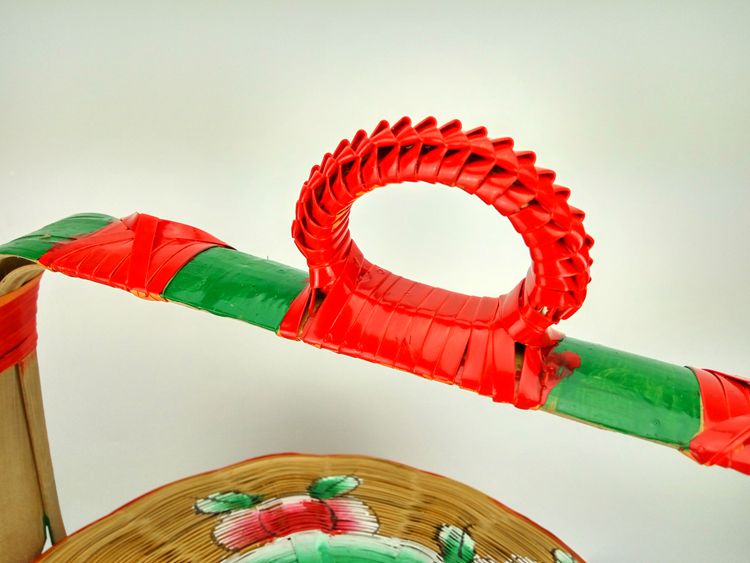 手工竹編竹籃，手繪彩繪禮品籃