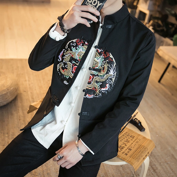 龍紋刺繡家佳樂文學唐裝