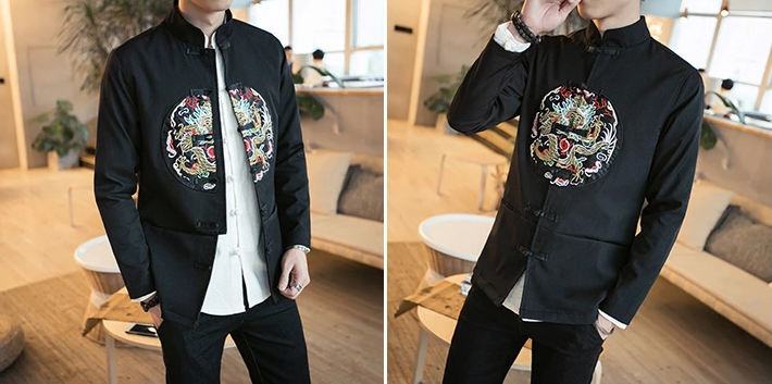 龍紋刺繡家佳樂文學(xué)唐裝