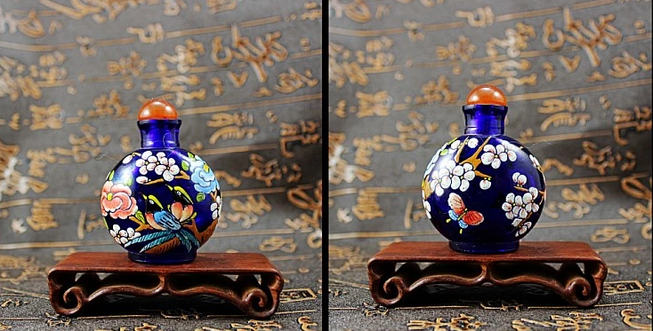 古典特色手工工藝外畫(huà)花鳥(niǎo)鼻煙壺圖片