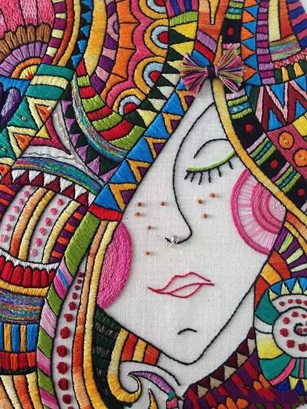 美的讓人無法呼吸，唯美刺繡圖案圖片