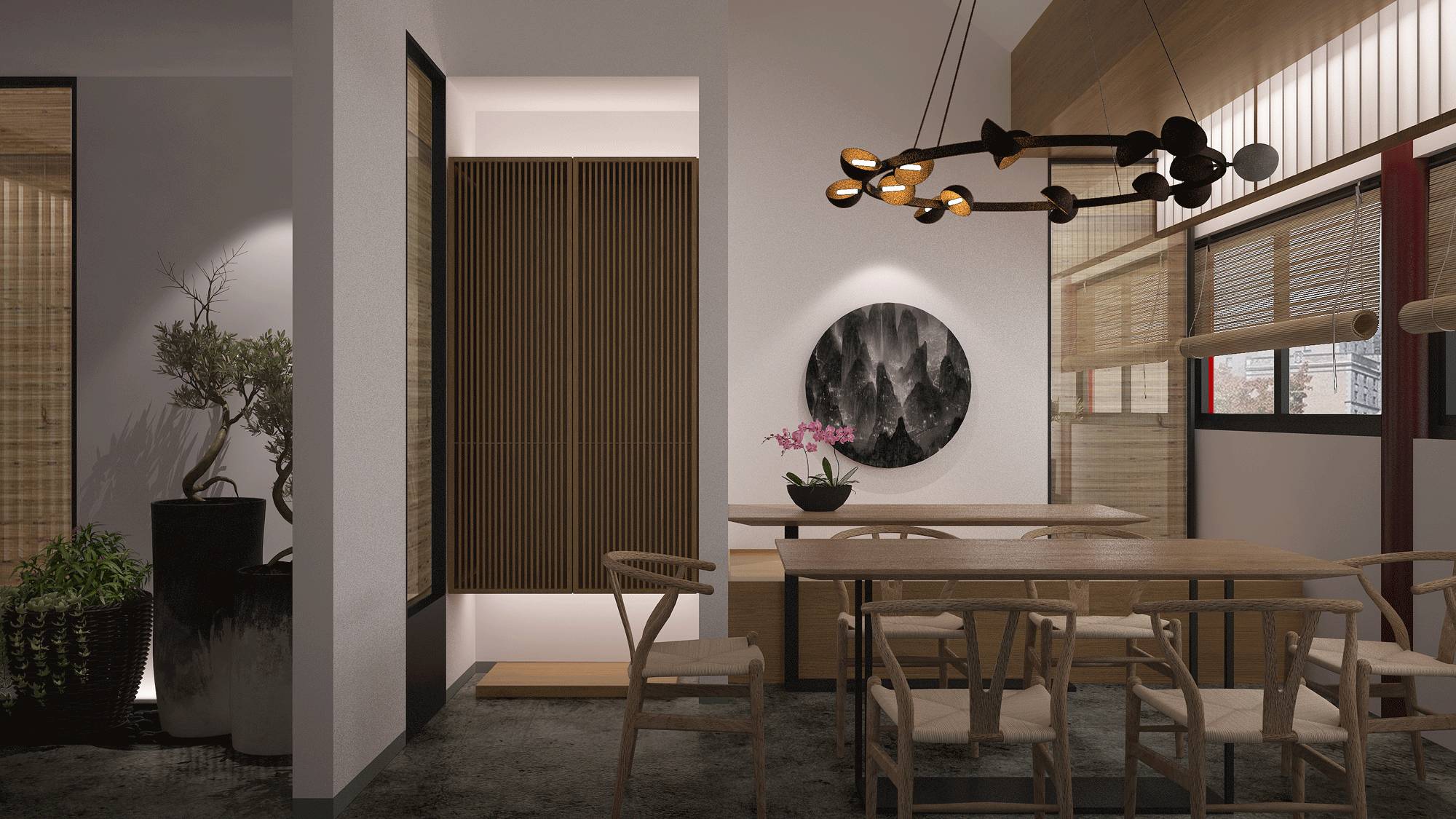 樸素安靜的禪意原木空間，中式裝修造景藝術