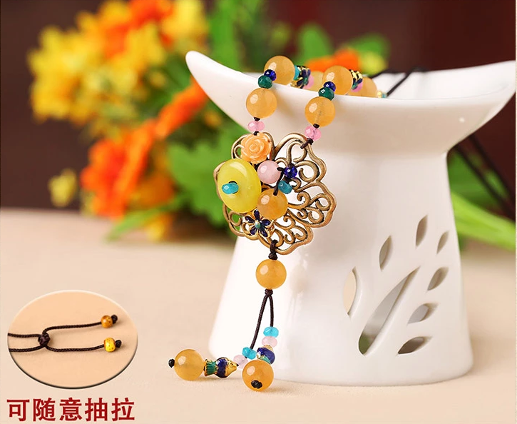 黃色毛衣鏈復(fù)古民族風(fēng)項鏈