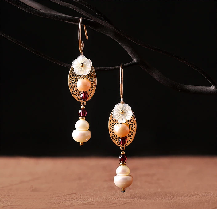 家佳樂(lè)文學(xué)手工耳環(huán)民族風(fēng)珍珠耳環(huán)