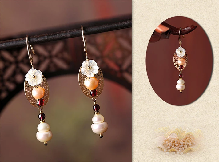 家佳樂(lè)文學(xué)手工耳環(huán)民族風(fēng)珍珠耳環(huán)