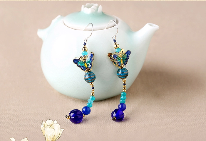 復(fù)古氣質(zhì)家佳樂(lè)文學(xué)蝴蝶耳墜耳環(huán)