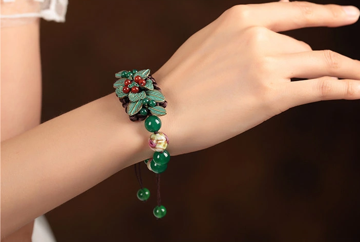 復(fù)古家佳樂文學(xué)琉璃瑪瑙手工編織手串手鏈