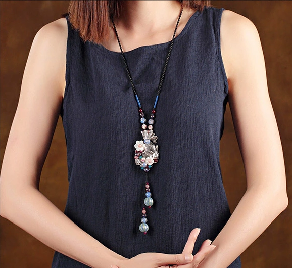 魚游四海靜聽花開，魚吊墜項鏈毛衣鏈