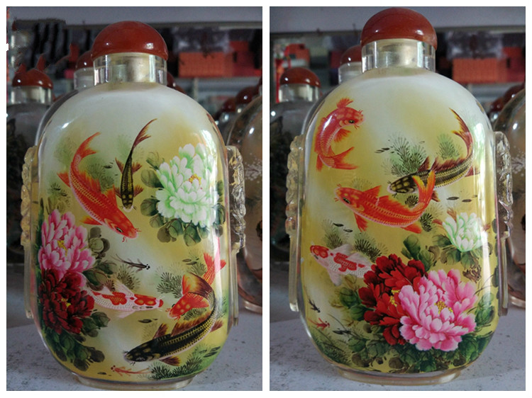 手工工藝水晶雕刻獸頭純手繪內畫鼻煙壺