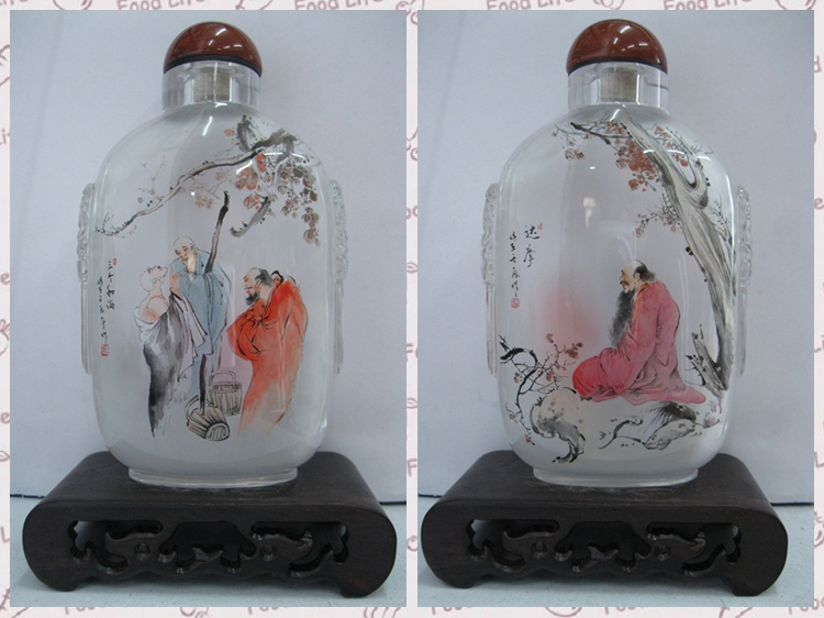 手工工藝水晶雕刻獸頭純手繪內(nèi)畫鼻煙壺