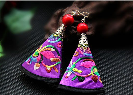 家佳樂文學(xué)手工繡花耳飾飾品