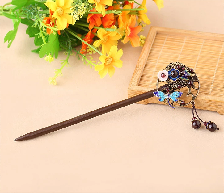 家佳樂文學(xué)石榴石古典木簪子頭飾