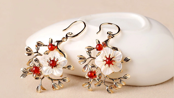 家佳樂文學復古氣質(zhì)花朵耳墜耳環(huán)飾品