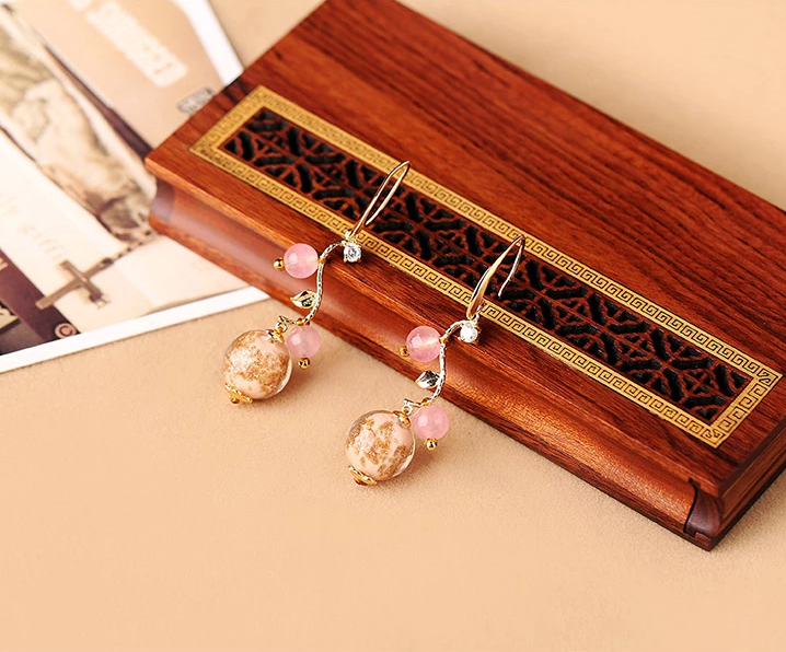 家佳樂文學(xué)古典氣質(zhì)琉璃耳墜超仙耳環(huán)