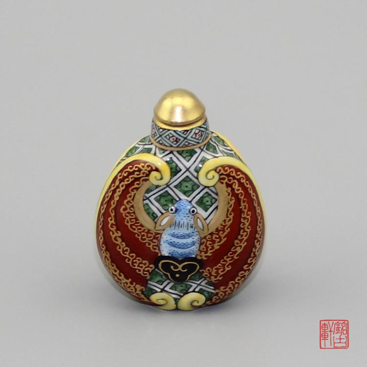 雙福臨門(mén)陶瓷鼻煙壺