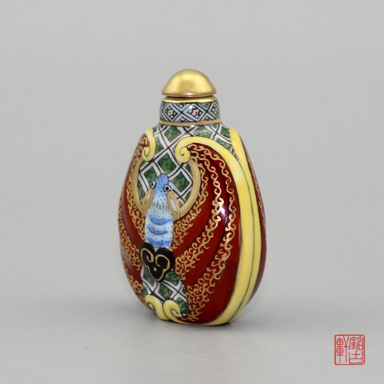 雙福臨門(mén)陶瓷鼻煙壺