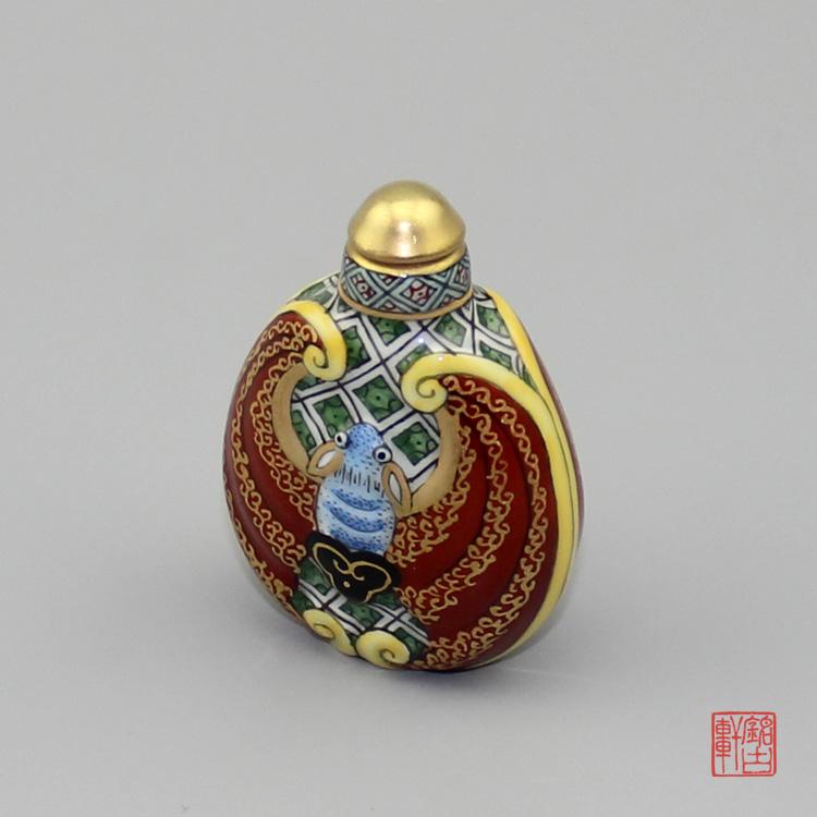 雙福臨門(mén)陶瓷鼻煙壺