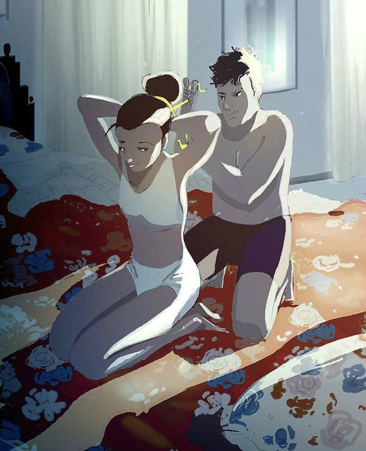 兩個人的時光，唯美插畫