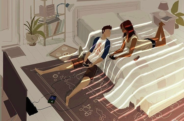 兩個(gè)人的時(shí)光，唯美插畫(huà)