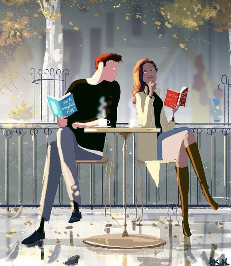 兩個(gè)人的時(shí)光，唯美插畫(huà)