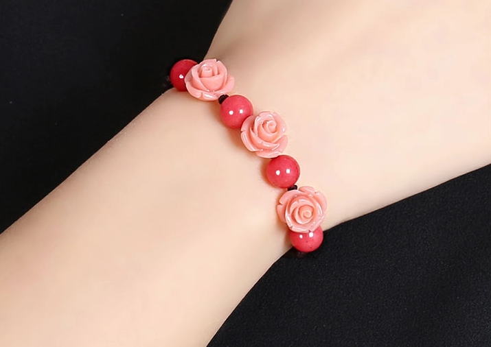 家佳樂文學(xué)手工編織玫瑰花手鏈