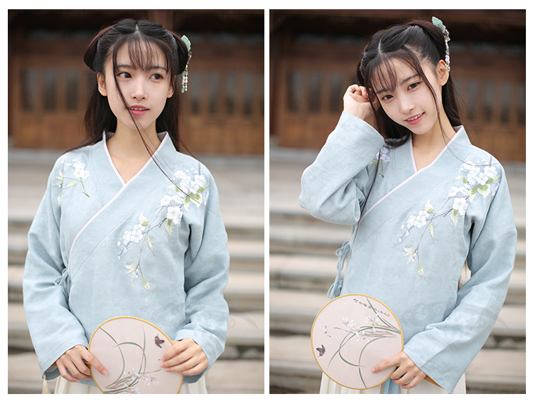 繡花漢服漢元素交領(lǐng)古裝美女圖片