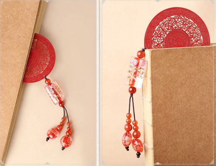 家佳樂文學古典紅色古風金屬小清新書簽