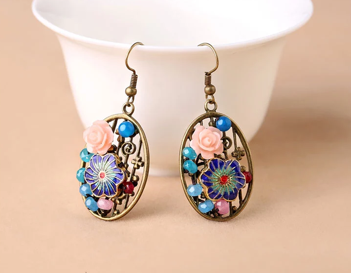 家佳樂文學金屬鏤空首飾橢圓形耳墜耳環(huán)