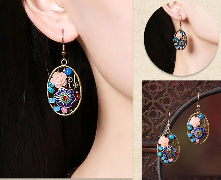 家佳樂文學金屬鏤空首飾橢圓形耳墜耳環(huán)