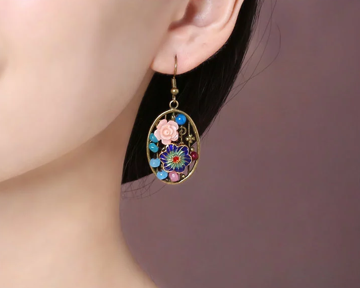 家佳樂文學金屬鏤空首飾橢圓形耳墜耳環(huán)