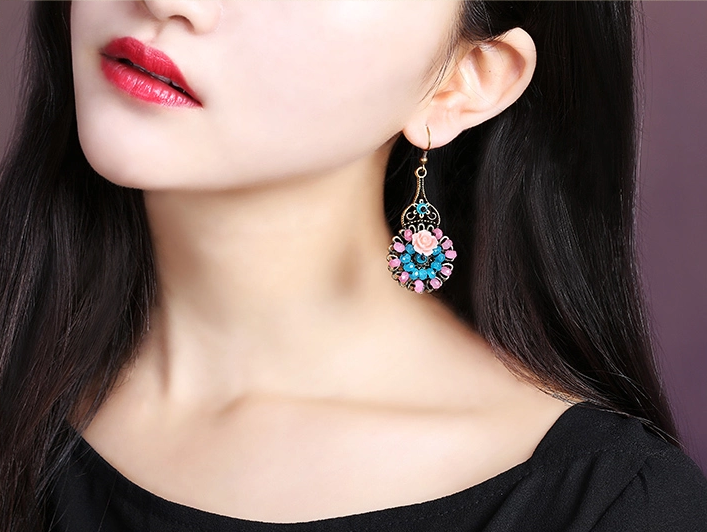 家佳樂(lè)文學(xué)復(fù)古旗袍首飾琉璃耳墜耳環(huán)