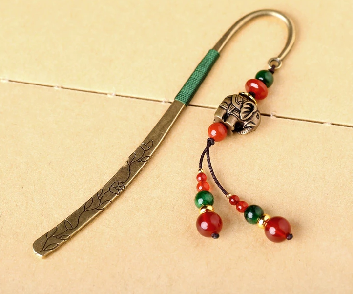 家佳樂文學(xué)復(fù)古小象古風(fēng)文藝流蘇書簽